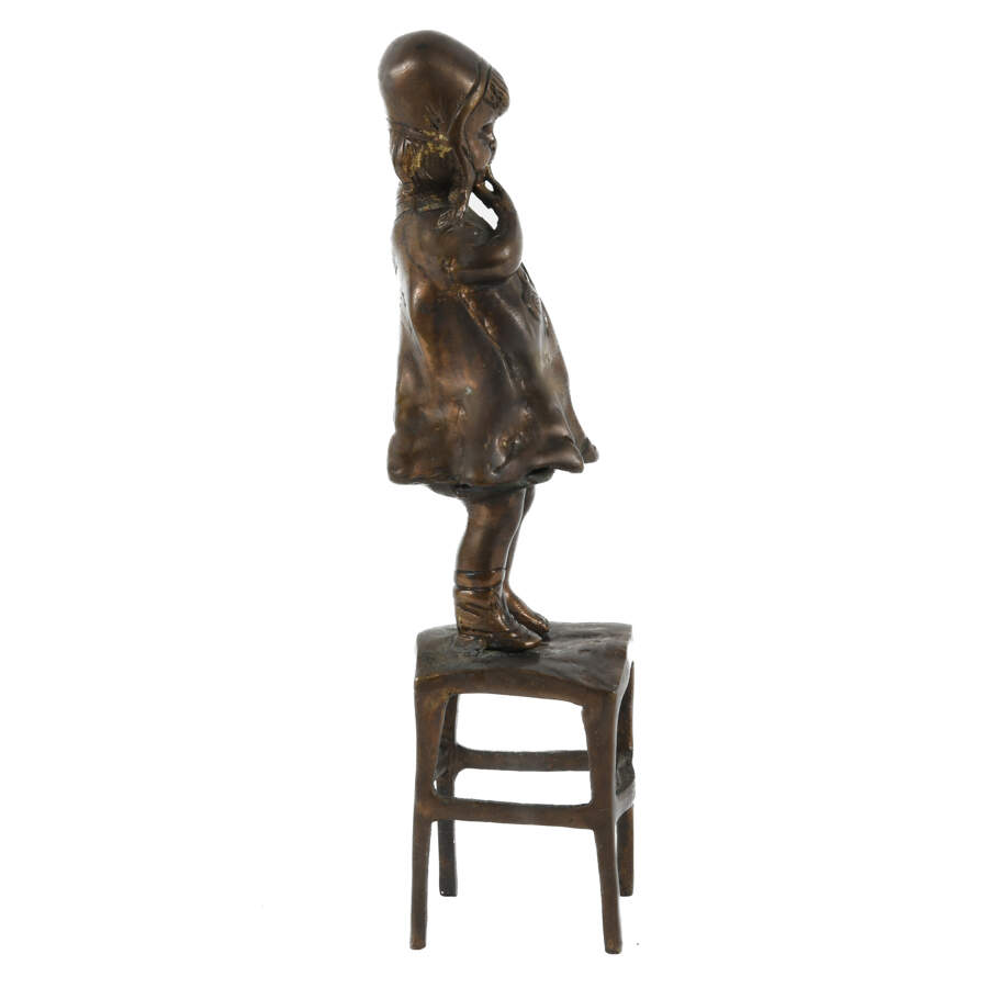 Bronze Sculpture Girl on a Stool After Juan Clara Betta-2