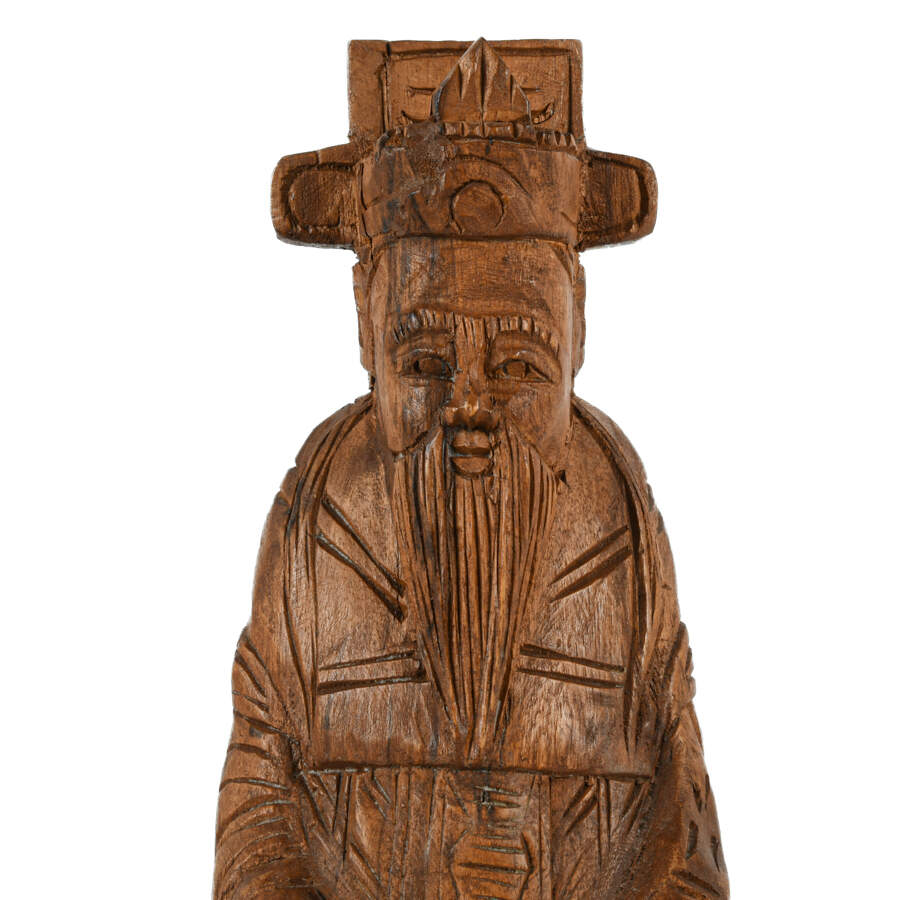 Pair of Hand-Carved Wood Chinese Wisemen-5