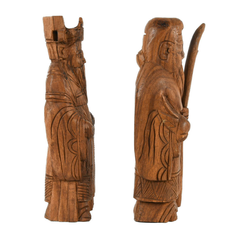 Pair of Hand-Carved Wood Chinese Wisemen-4