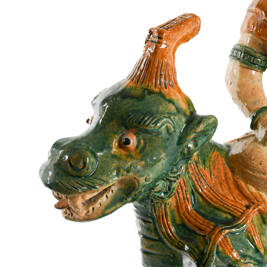 Chinese Glazed Ceramic Emperor on Horse Figurine-5