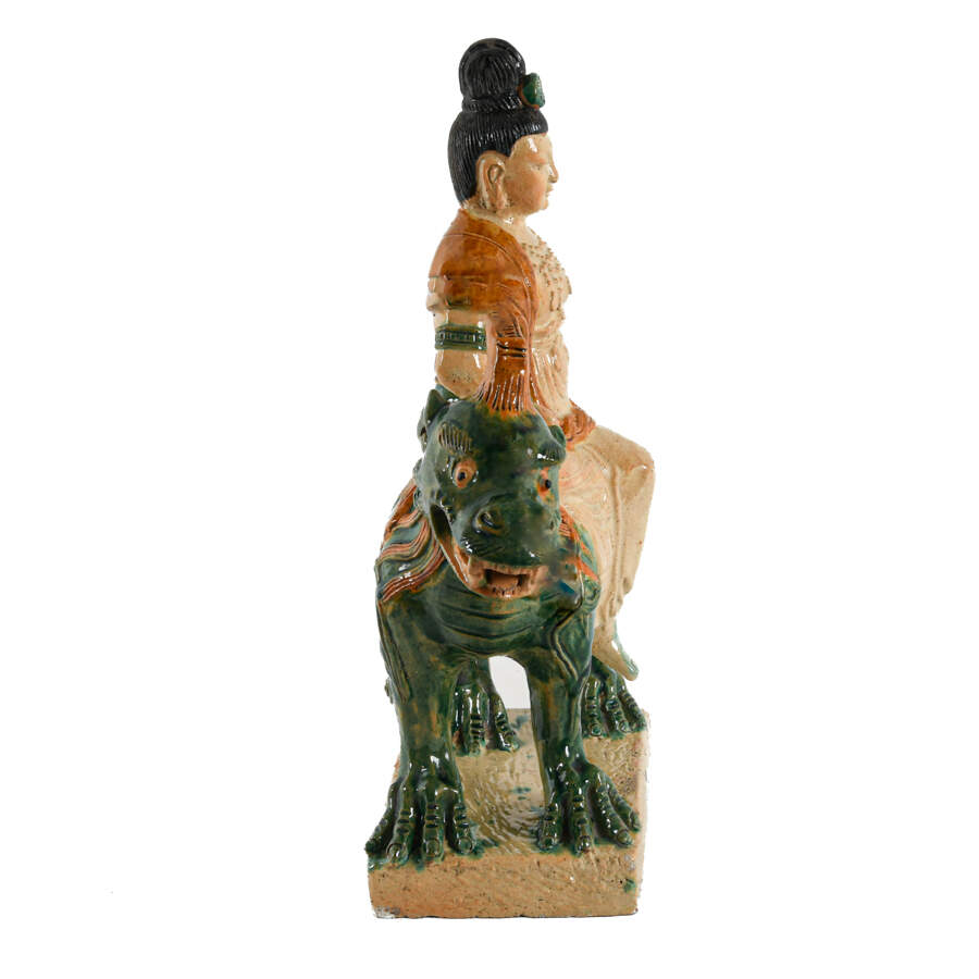 Chinese Glazed Ceramic Emperor on Horse Figurine-4