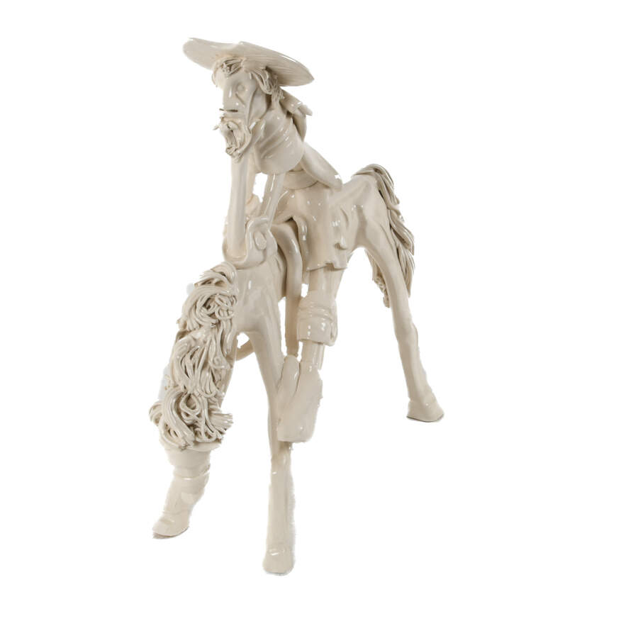 Ceramic Don Quixote and Horse Glazed Sculpture-2