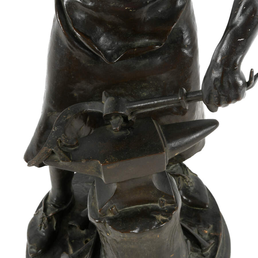 Antique Bronze Blacksmith Sculpture by Adrien Etienne Gaudez-7