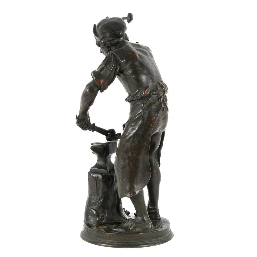 Antique Bronze Blacksmith Sculpture by Adrien Etienne Gaudez-3