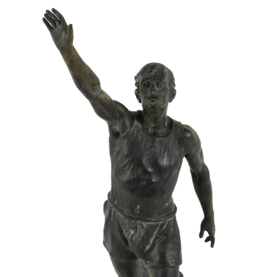 Signed Émile-Nestor Carlier Spelter Sportsman Statue-7