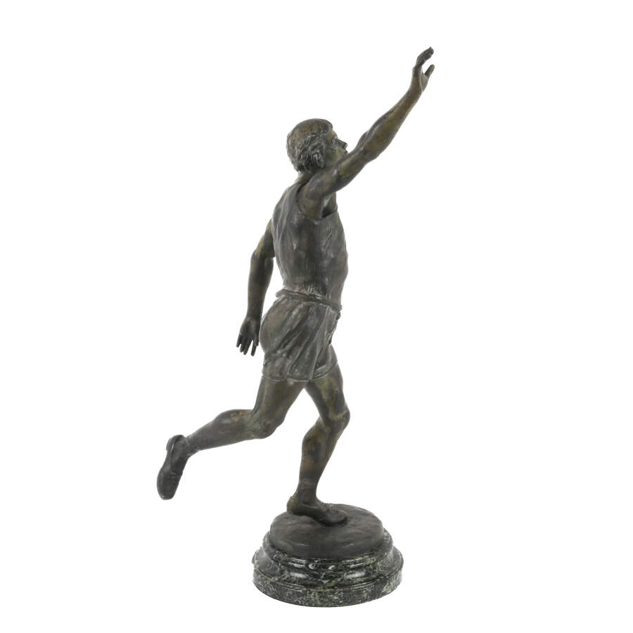 Signed Émile-Nestor Carlier Spelter Sportsman Statue-6