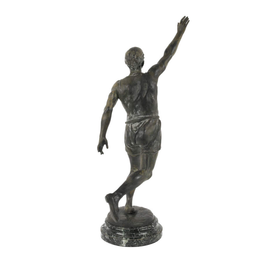 Signed Émile-Nestor Carlier Spelter Sportsman Statue-5