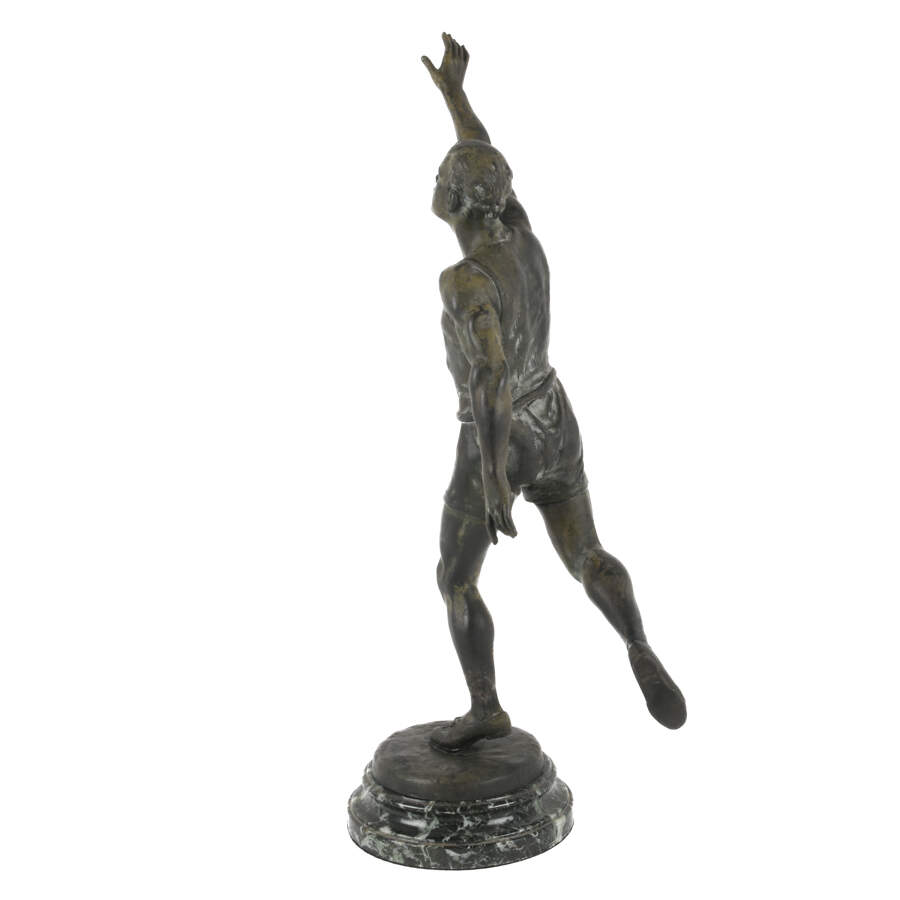 Signed Émile-Nestor Carlier Spelter Sportsman Statue-4
