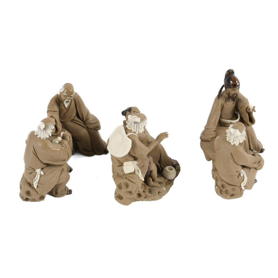 Grouping of 3 Clay Mudmen Statues-3