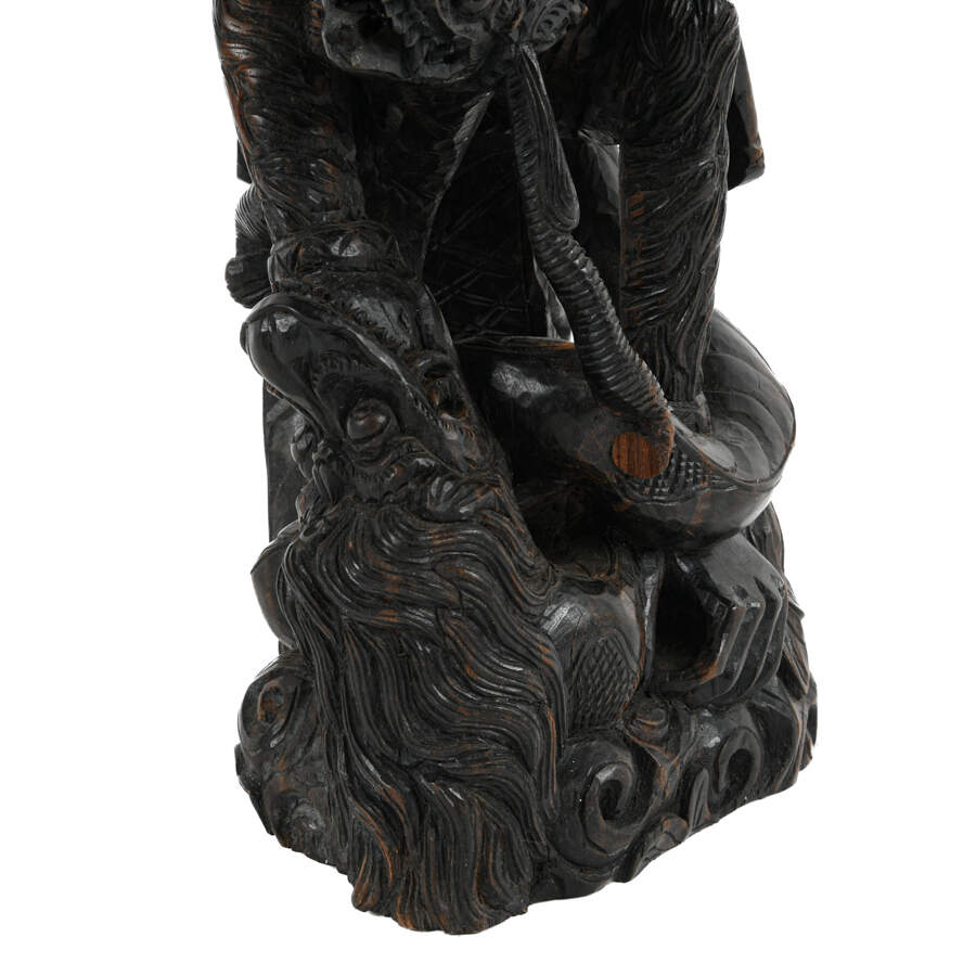 Hindu Hanuman Monkey God and Naga Wood Carving-7