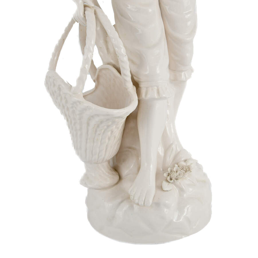 Italian White Glaze Figure of a Young Man with Flowers and Baskets-6