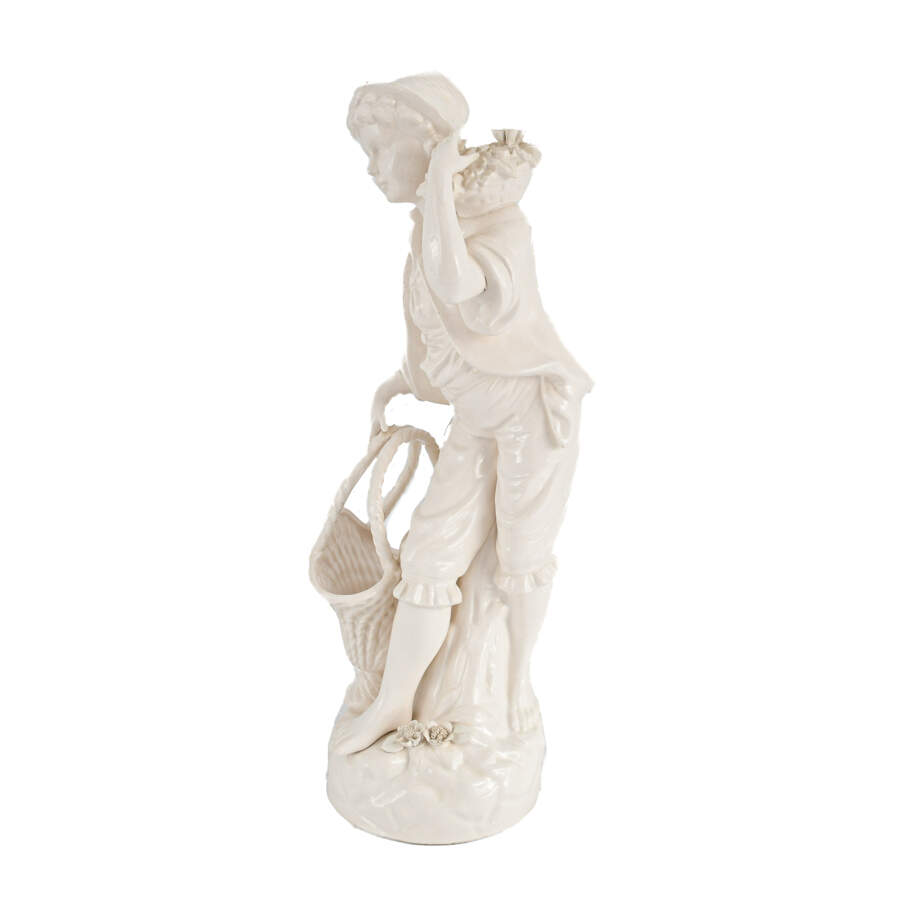 Italian White Glaze Figure of a Young Man with Flowers and Baskets-2