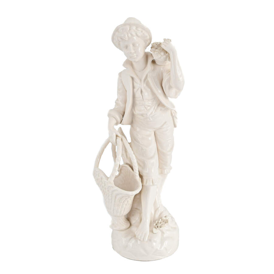 Italian White Glaze Figure of a Young Man with Flowers and Baskets-1