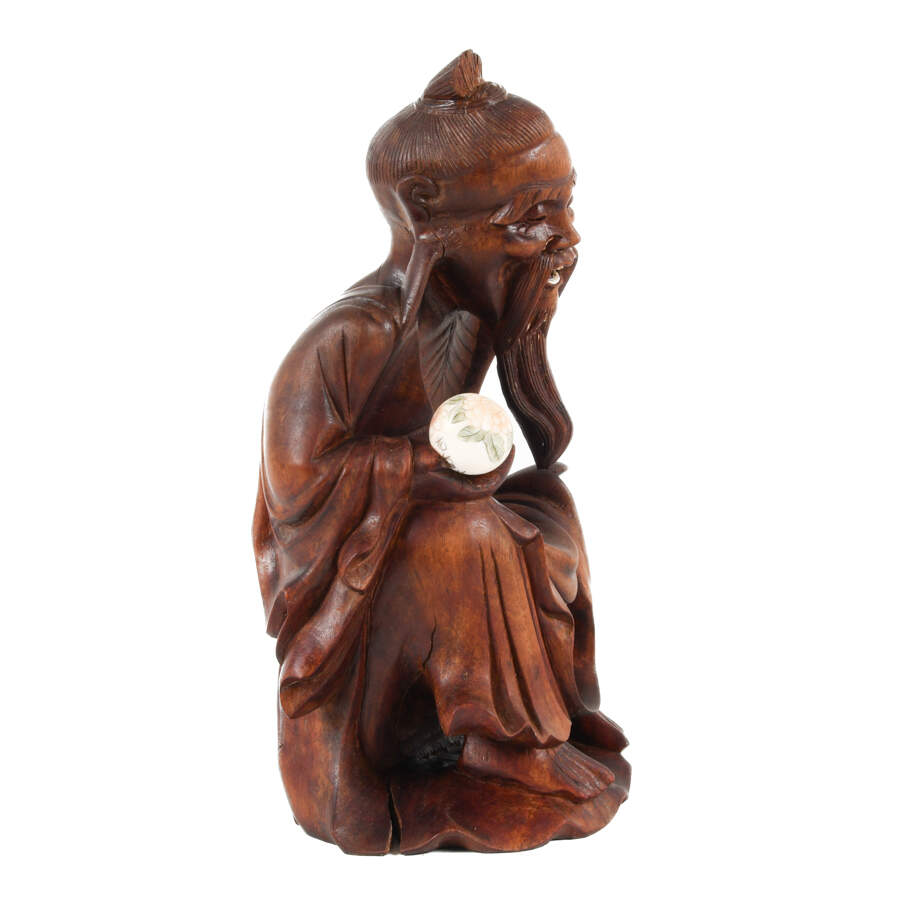 Wooden Hand-Carved Chinese Figure-6