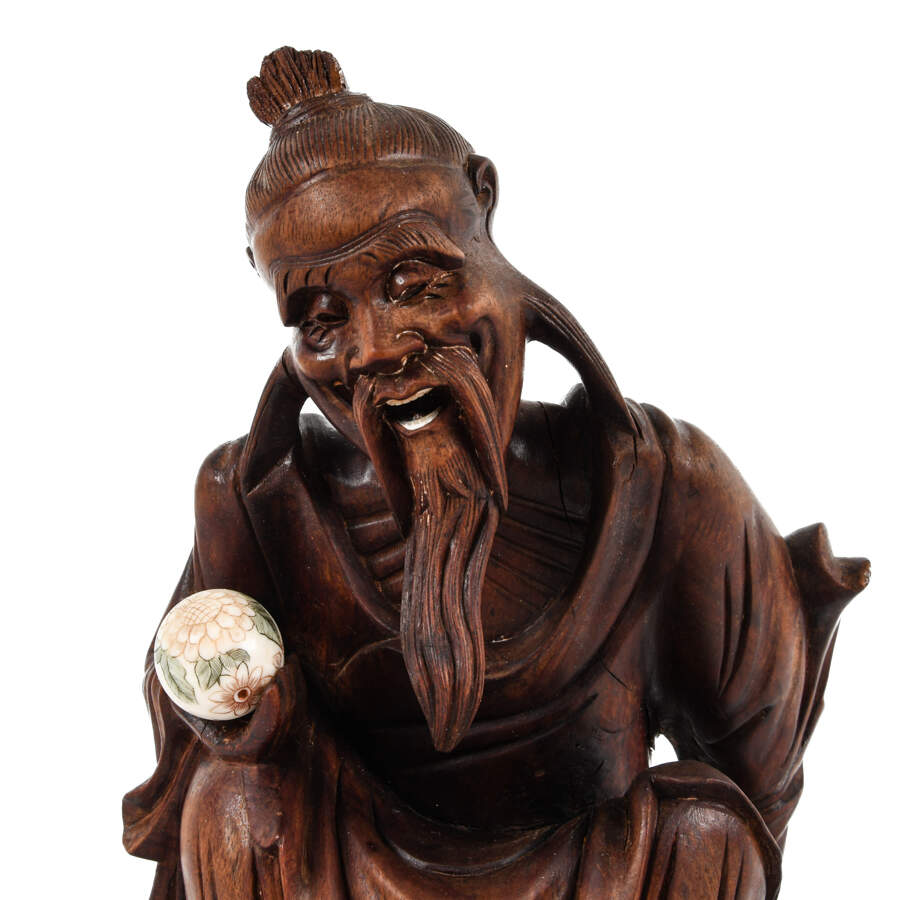 Wooden Hand-Carved Chinese Figure-2