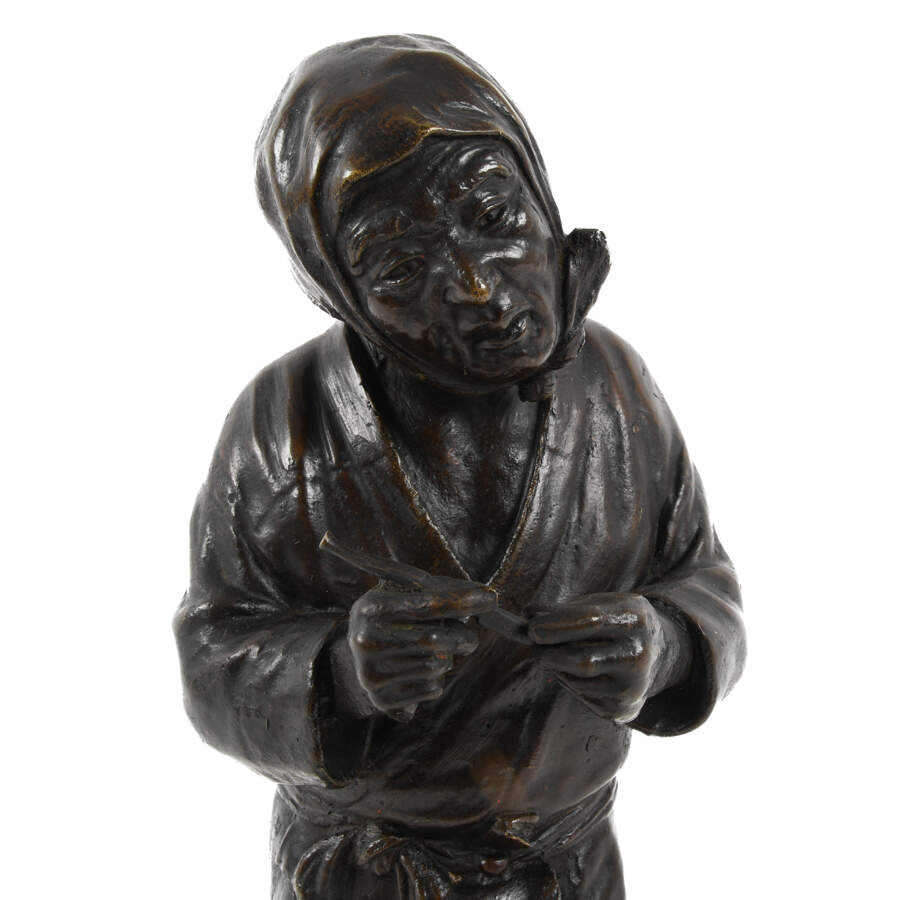 Antique Japanese Bronze Figure of a Woodcutter-2