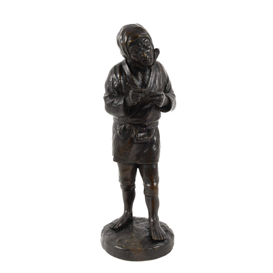 Antique Japanese Bronze Figure of a Woodcutter-1