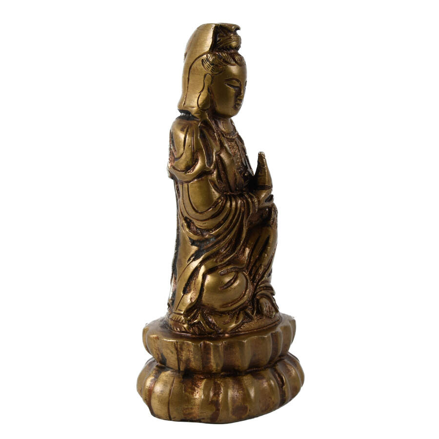 Gilt Bronze Seated Kwan-Yin Statue-6