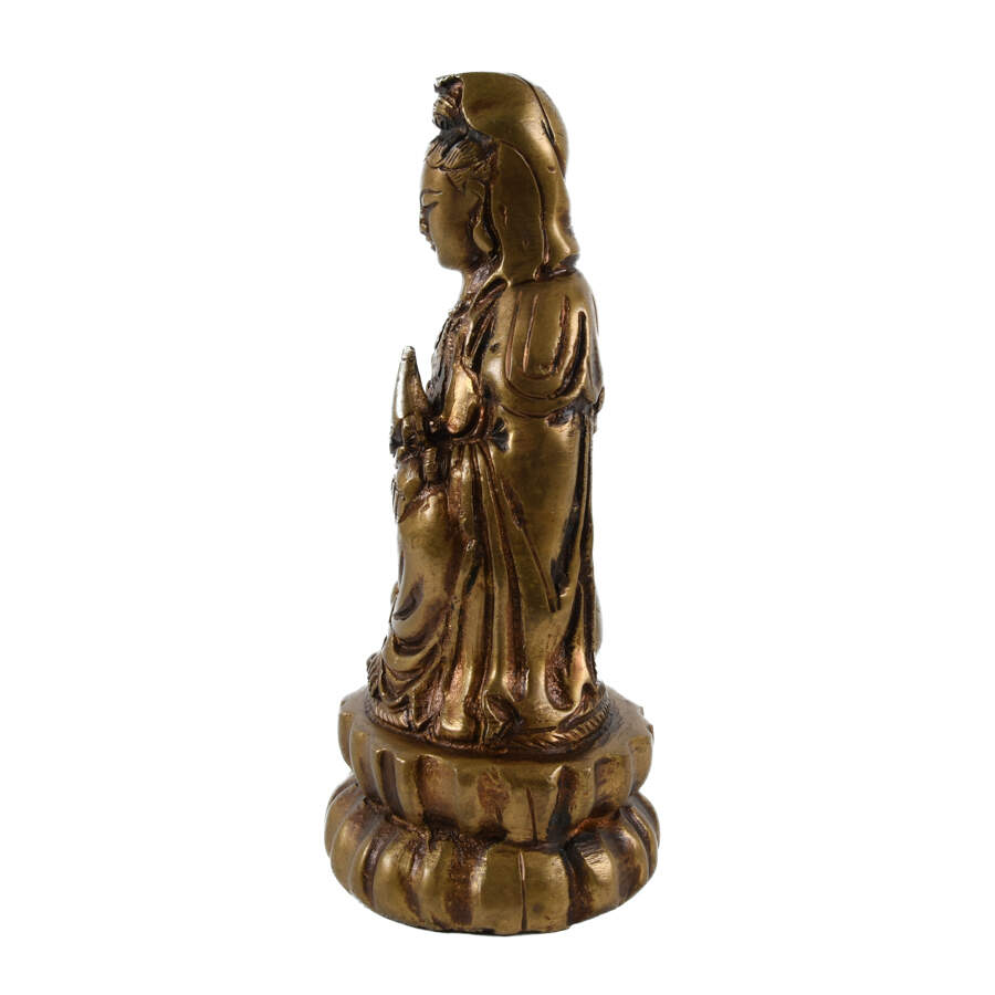 Gilt Bronze Seated Kwan-Yin Statue-4