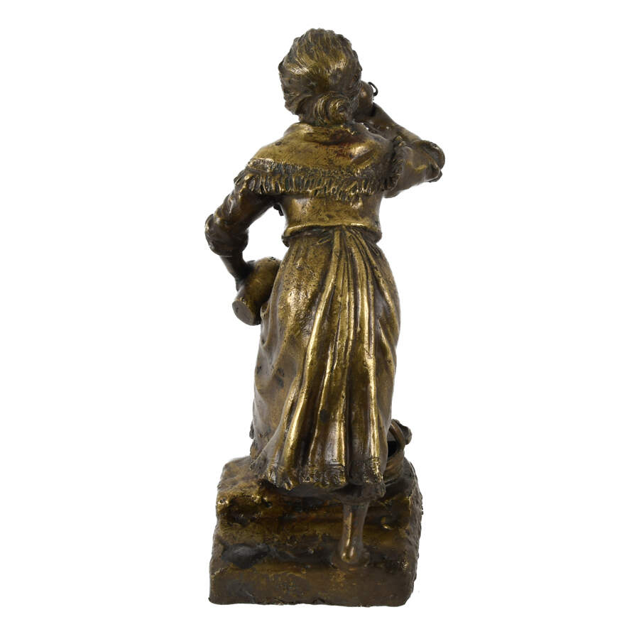 Continental Bronze Sculpture of a Peasant Lady-5