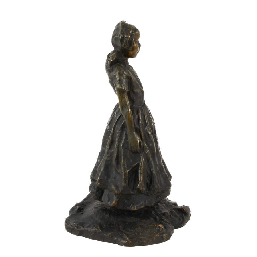 Signed Bronze Dutch Girl Sculpture-6