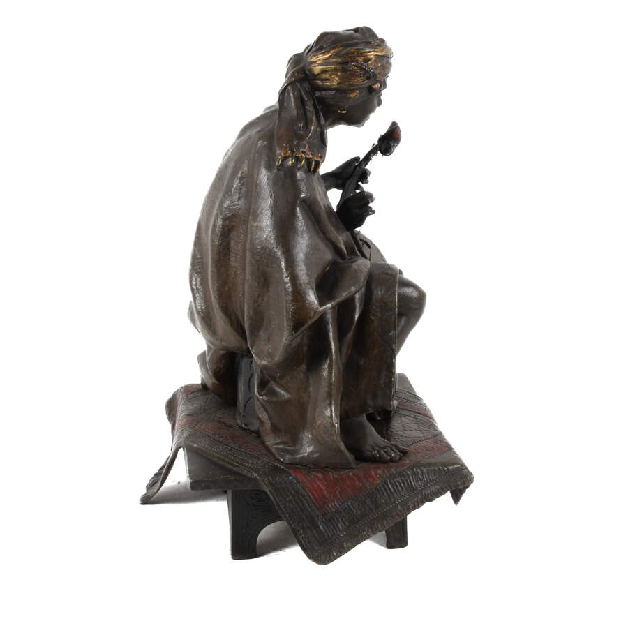Orientalist Vienna Bronze Statue of a Musician Signed by Arthur Waagen-7