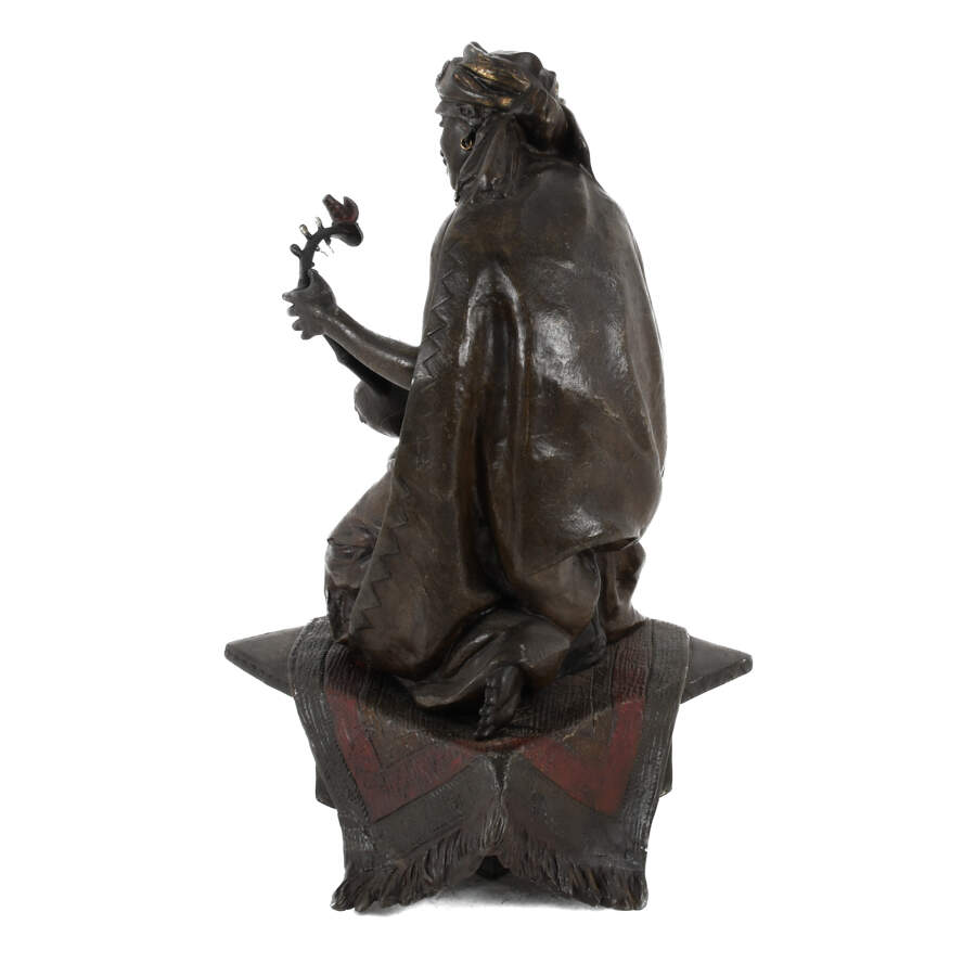 Orientalist Vienna Bronze Statue of a Musician Signed by Arthur Waagen-6