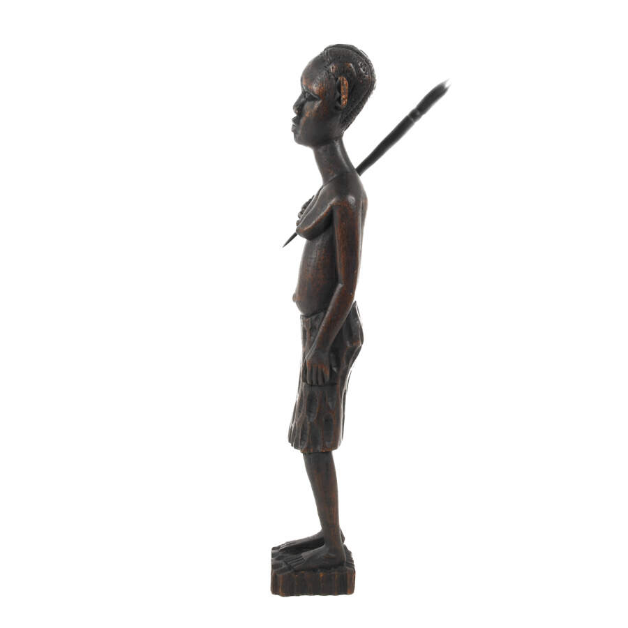 African Mali Carved Wood Woman Statue-4