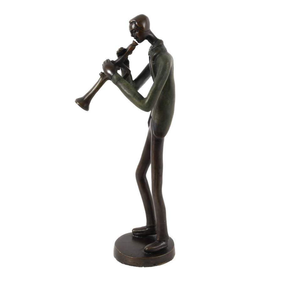 Bronze Jazzman Playing the Horn Sculpture-7