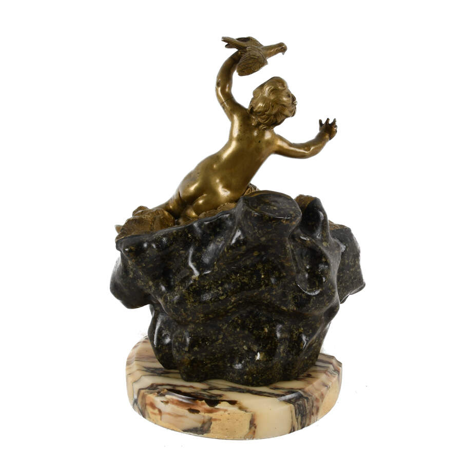 Bronze and Marble Cherub Sculpture-5