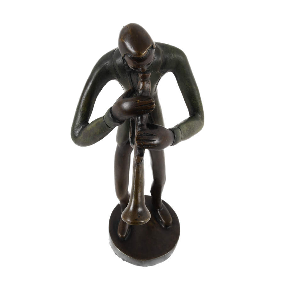 Bronze Jazzman Playing the Horn Sculpture-3