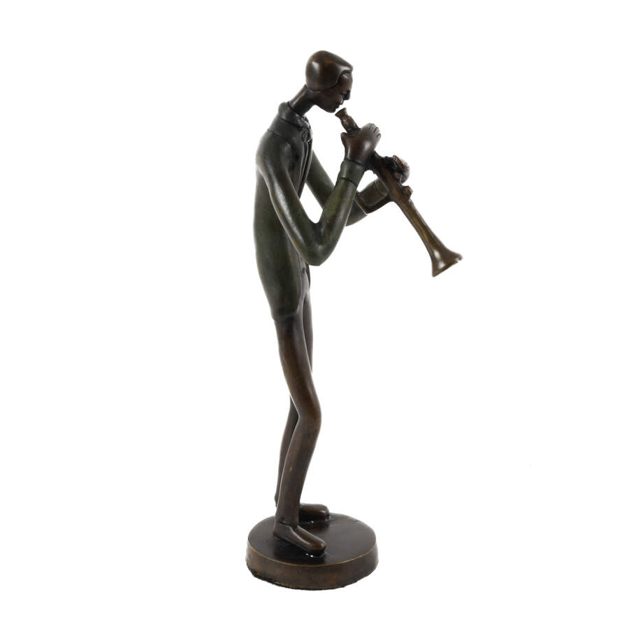Bronze Jazzman Playing the Horn Sculpture-2