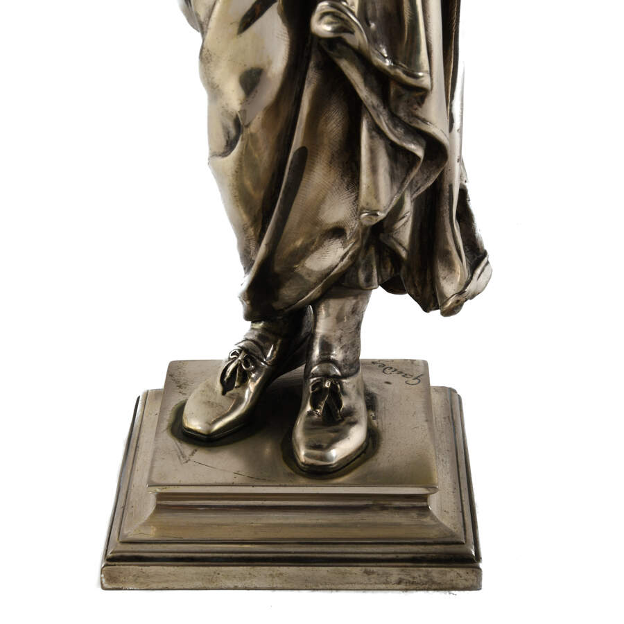 Antique Silver-Plated Bronze Madian Statue by Adrien E. Gaudez-3