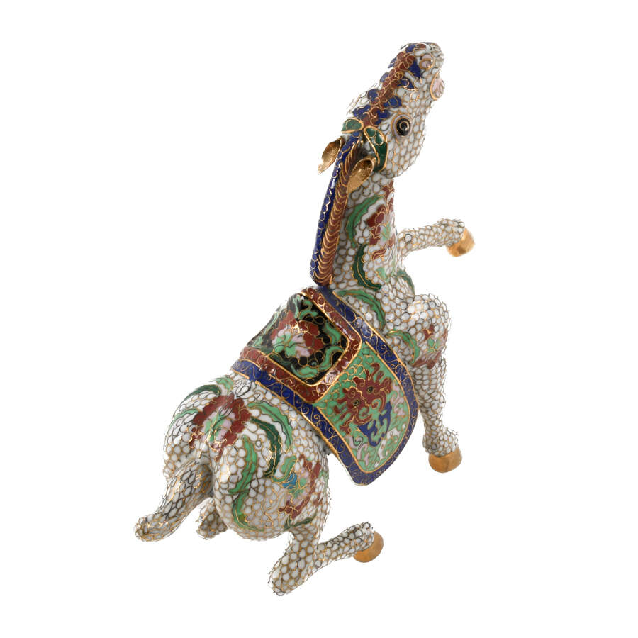 Chinese Cloisonné Tang Horse Statue-7