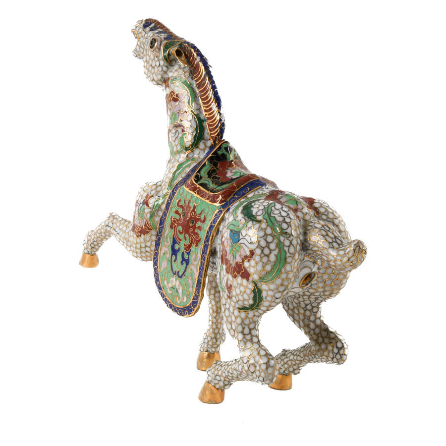 Chinese Cloisonné Tang Horse Statue-6