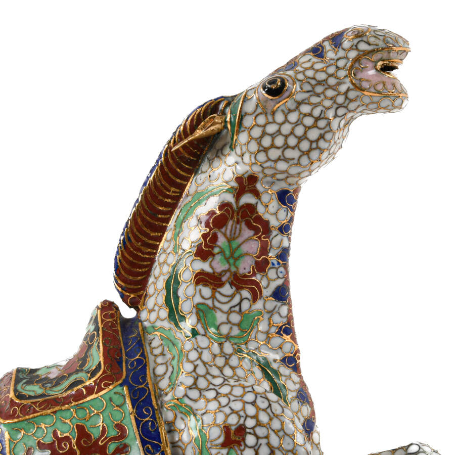 Chinese Cloisonné Tang Horse Statue-2