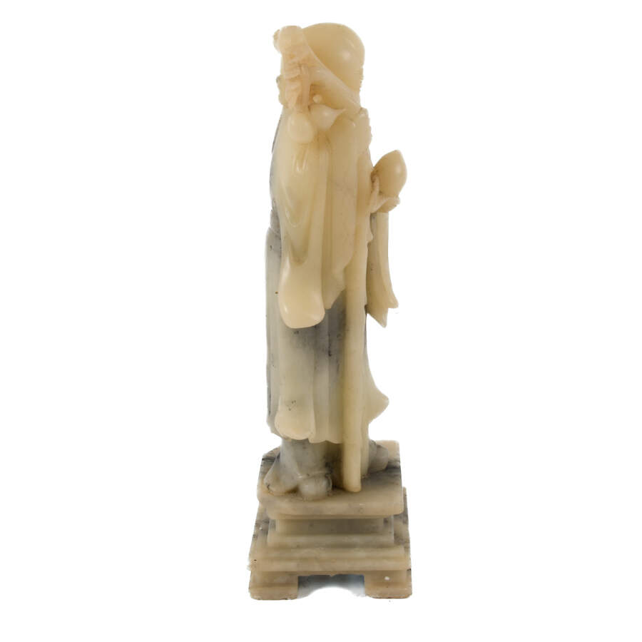 Hand-Carved Soapstone Shouxing Longevity Statue-6