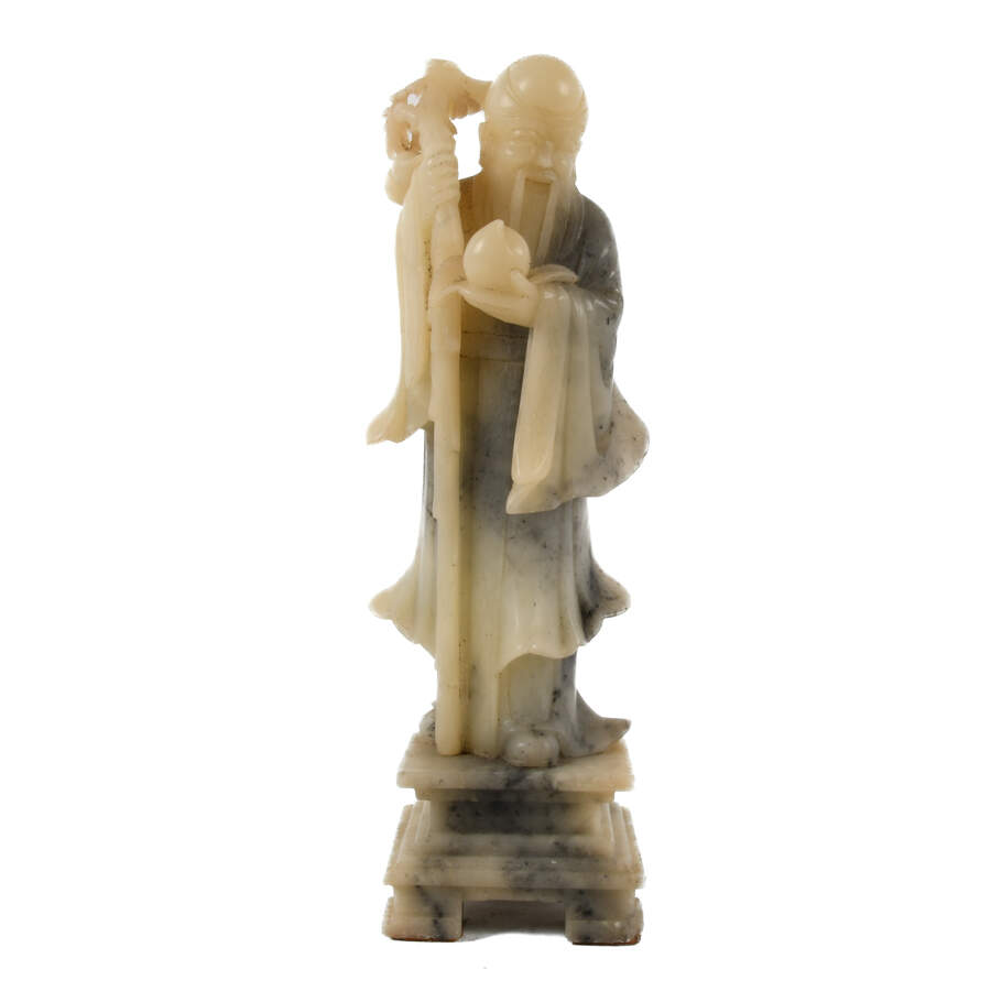 Hand-Carved Soapstone Shouxing Longevity Statue-1