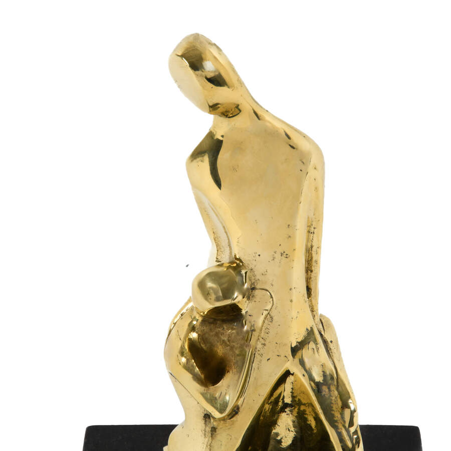 Loving Couple Brass Sculpture Grouping on a Marble Base-6