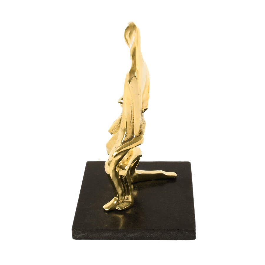 Loving Couple Brass Sculpture Grouping on a Marble Base-2