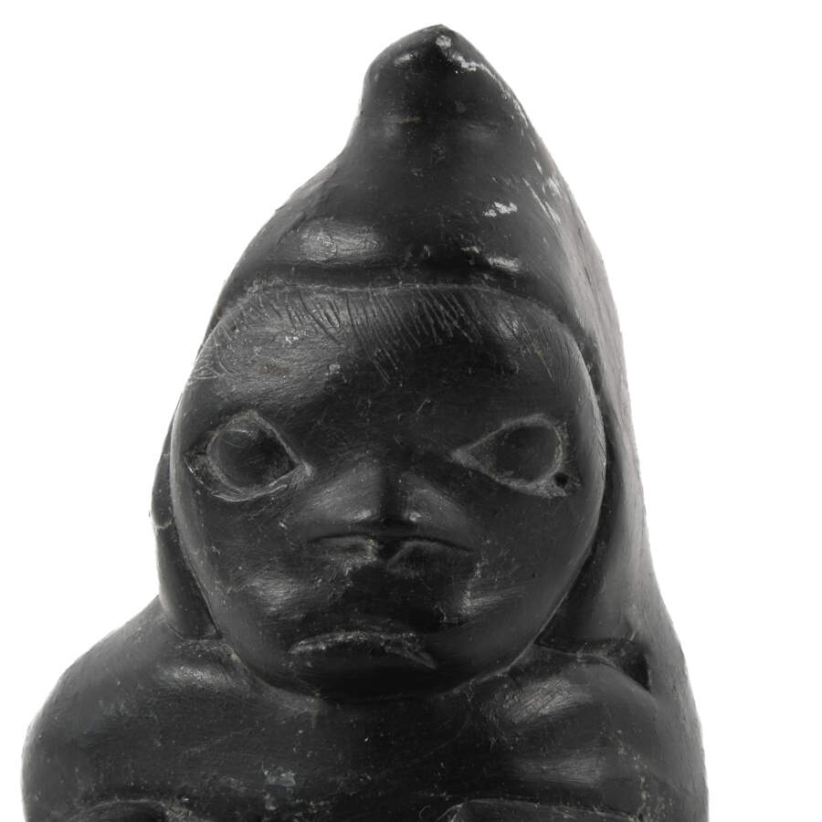 Carved Inuit Kneeling Eskimo Statue-2
