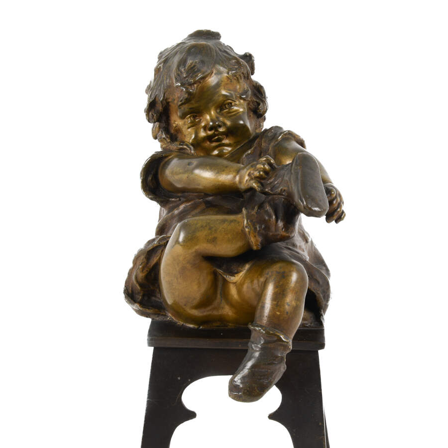 Bronze Sculpture "Girl with Shoe" After Juan Clara Ayats-2