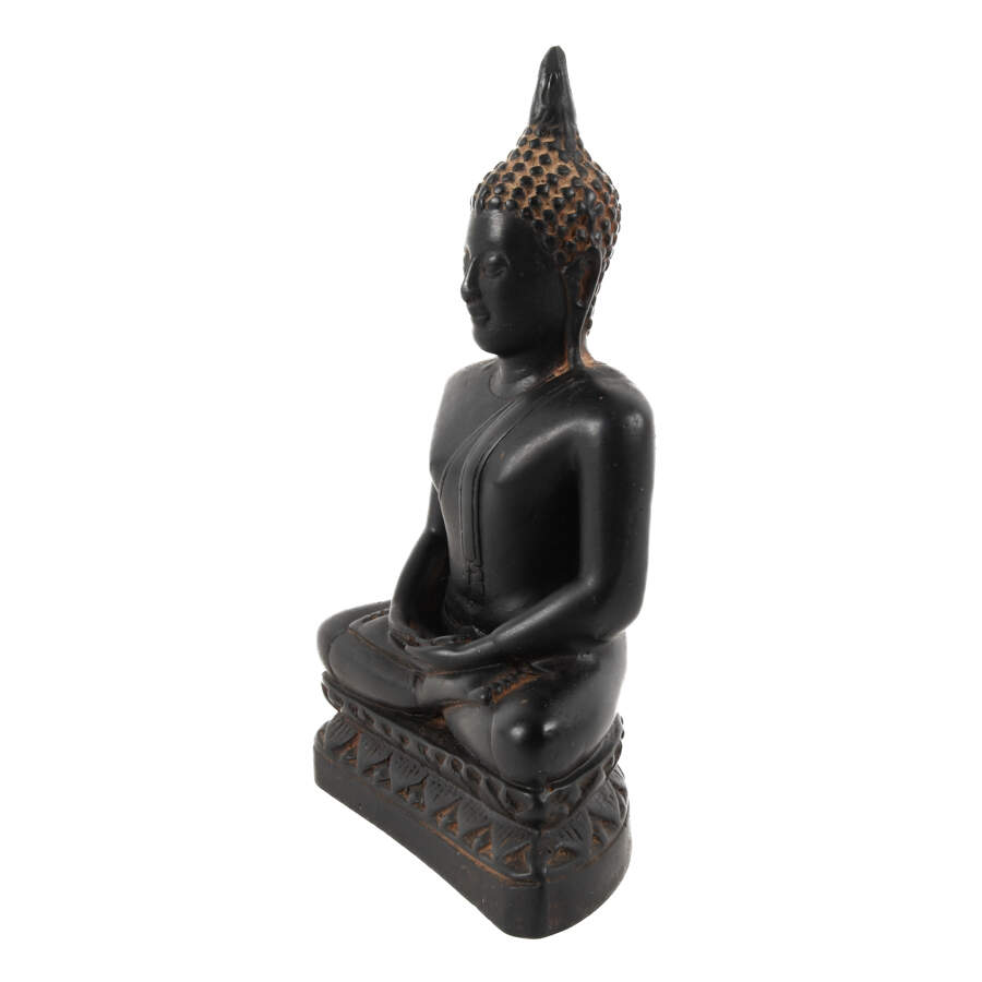 Antique Carved Stone Seated Thai Buddha-4