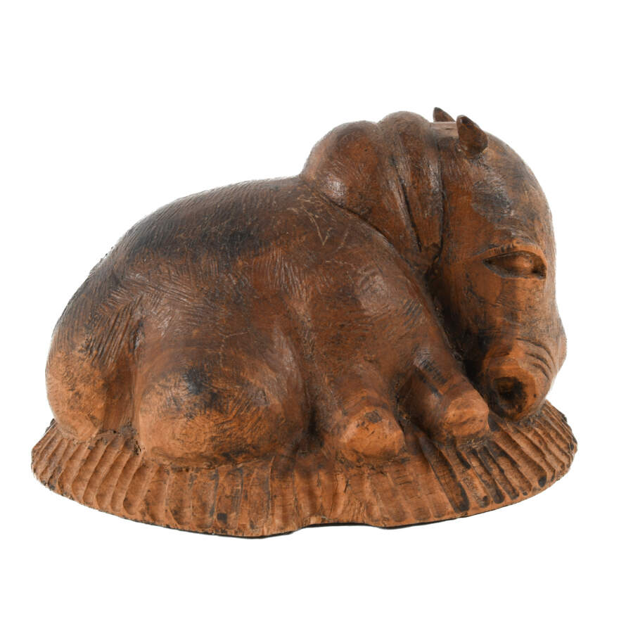Carved Wood Baby Hippopotamus Statue-5