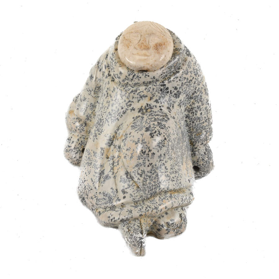 Carved Stone and Bone Eskimo Woman by Ronald Komok-1