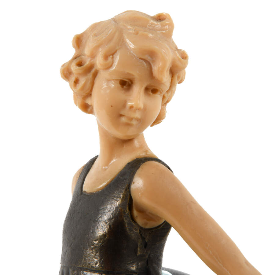 Bronze Sculpture "Hoop Girl" on Marble Base-3