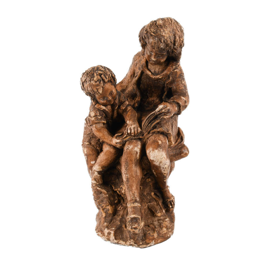 Plaster Reading Mother and Child Garden Sculpture-1