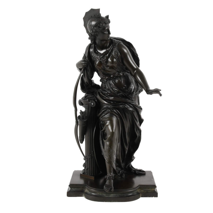 Antique Bronze Sculpture of "Artemis" After Auguste Moreau-1