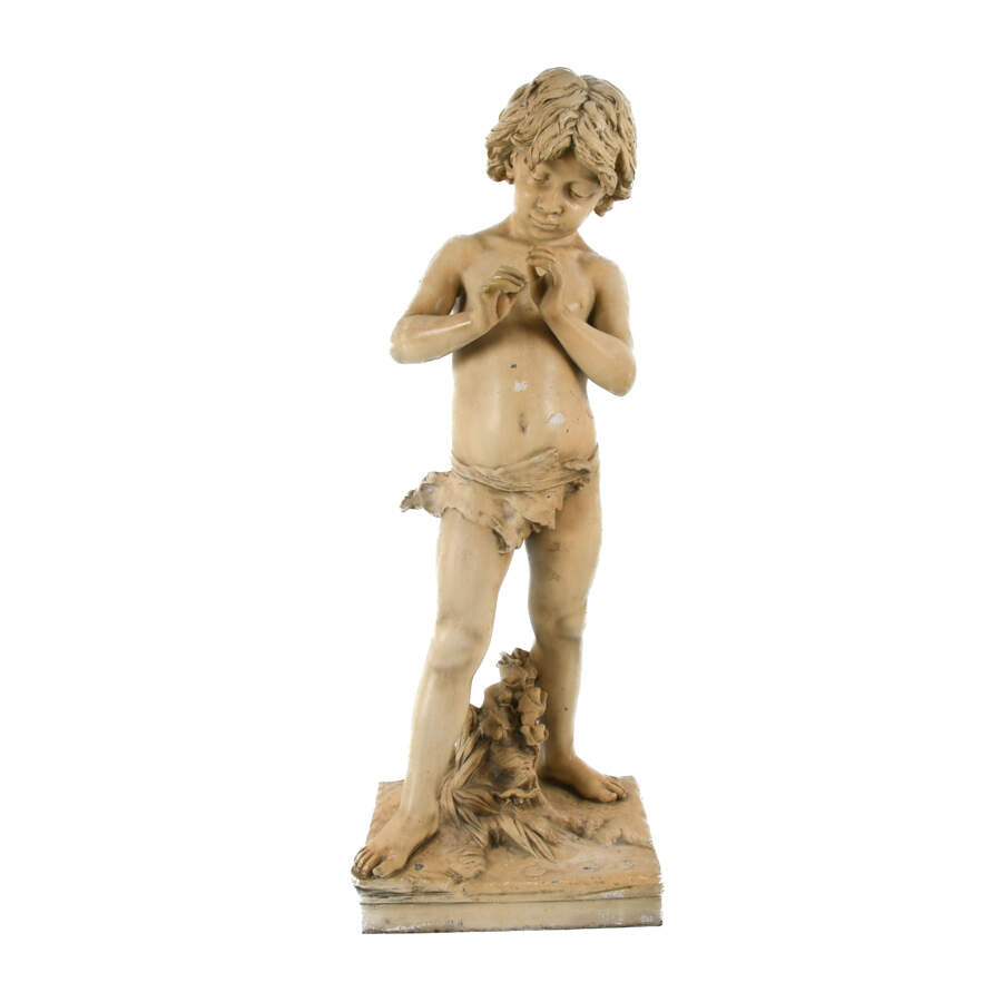 Antique Cast Metal Putti Statue-1