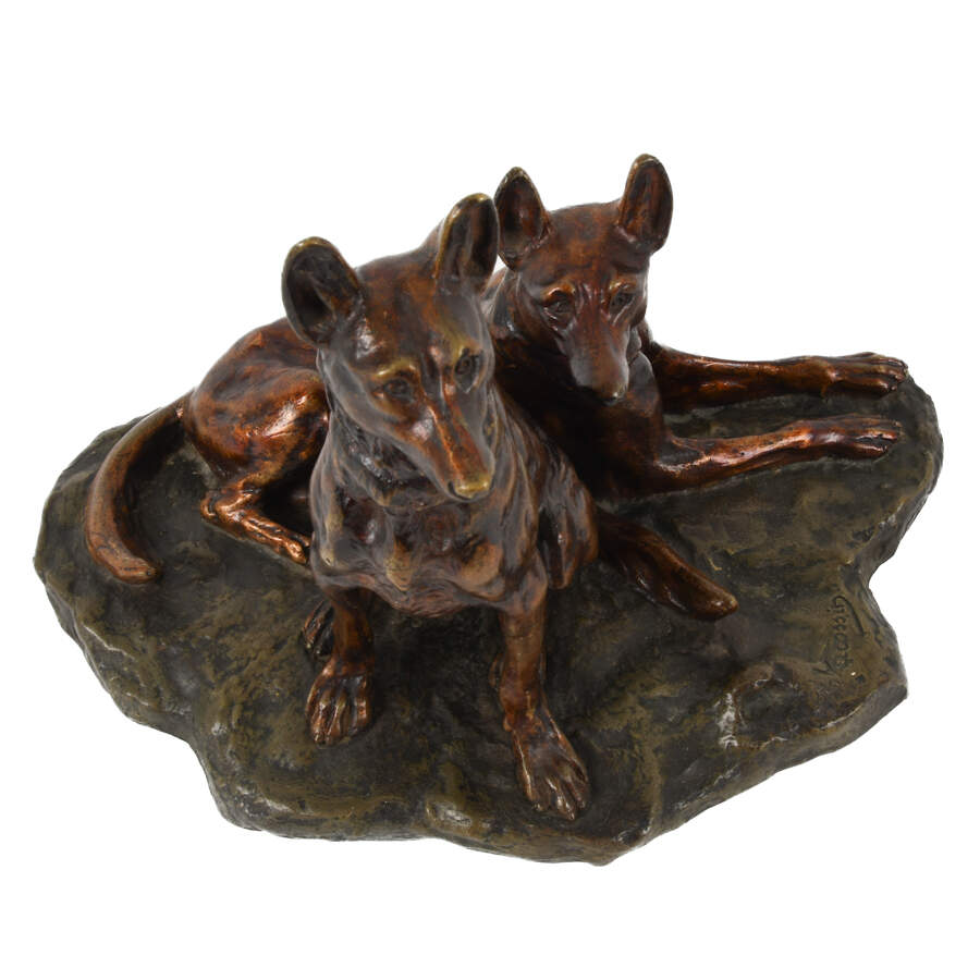 Antique Bronze German Shepherd Dog Grouping-3